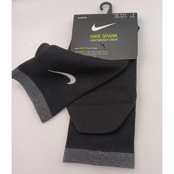 Nike Spark DA3584-010Lightweight Crew Running Socks Black Men(8-9.5) Wmn(9.5-11) - Picture 2 of 9